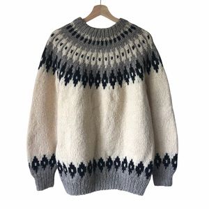 Vintage Wool Handknit Fairisle Sweater Nordic XL